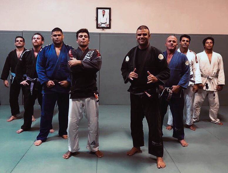 Students lined up on the mat at Christian Grandi's Carlson Gracie academy in Lahaina